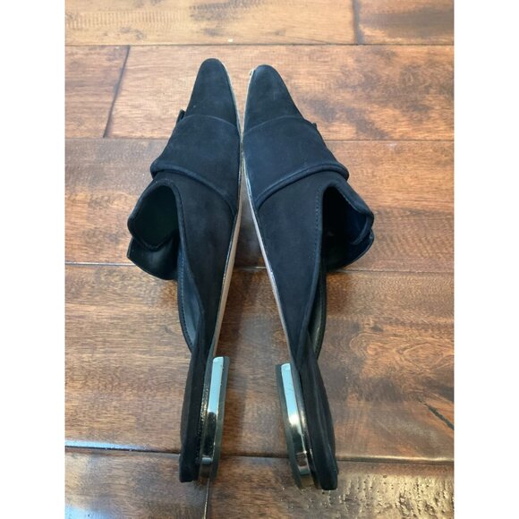Schutz Black Suede Pointed Toe Bow Slides Flats, Size 8 - Picture 7 of 8
